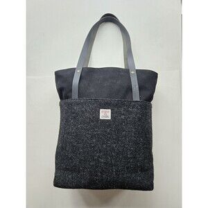 Harris Tweed wool zip tote bag, Studio Tolsta x Hairy Thistle, leather accents